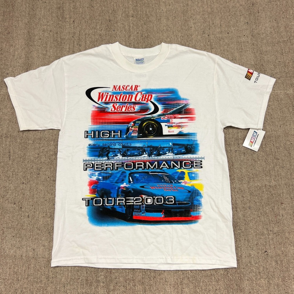 Vintage Nascar Winston Cup Shirt Mens‎ XL White 2000s Checkered Flag Deadstock